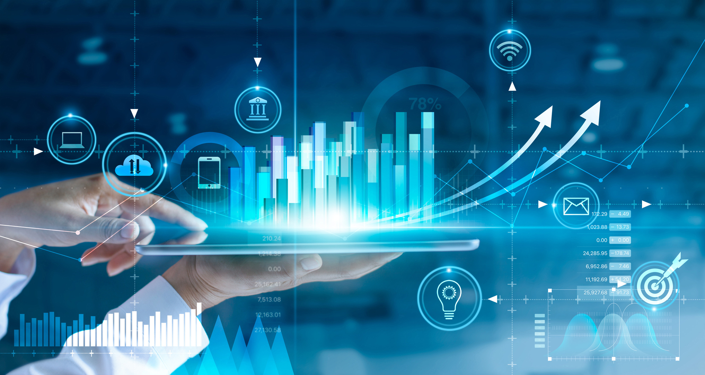 Businessman using tablet analyzing sales data and economic growth graph chart. Business strategy. Abstract icon. Digital marketing. The Digital Supply Chain’s Evolving Role in the Enterprise Agenda – The Hackett Group