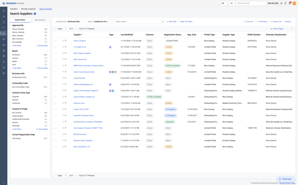 ePro Suppliers Search