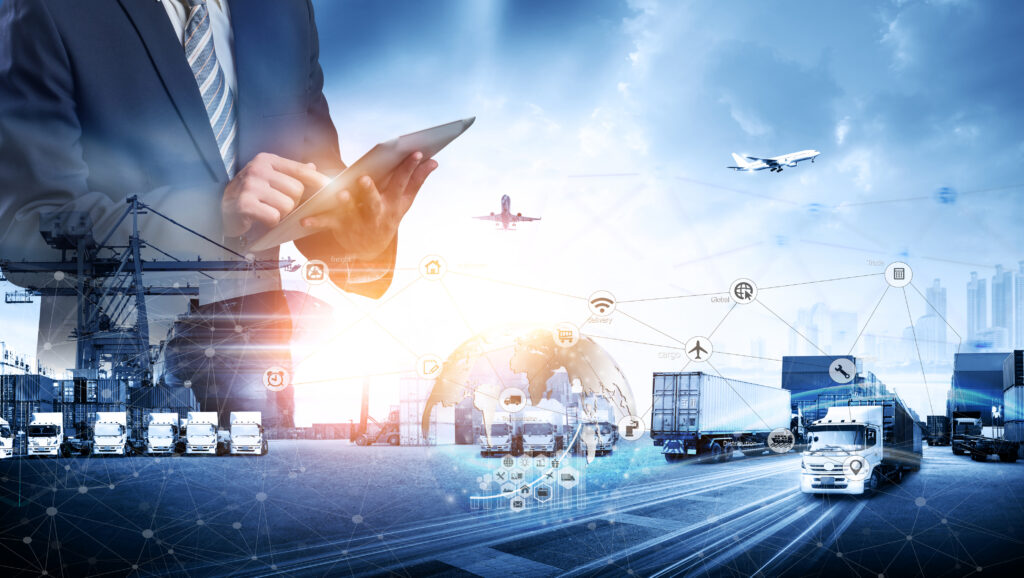 Container truck in ship port for supplier Collaboration