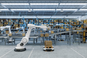 Manufacturing Execution System. Automated manufacturing of Vehicles And Robots Working On Conveyor Belt