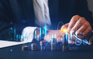 Financial graph and coins