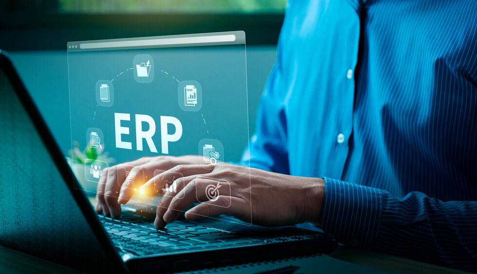 Businessman Using ERP Software System