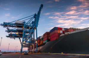 Still Image of Large Cargo Ship