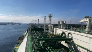 View from the deck of the gas carrier ship